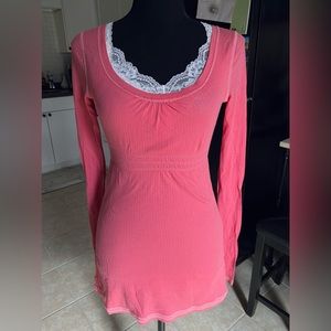 Y2k rare Abercrombie pink babydoll long sleeve top